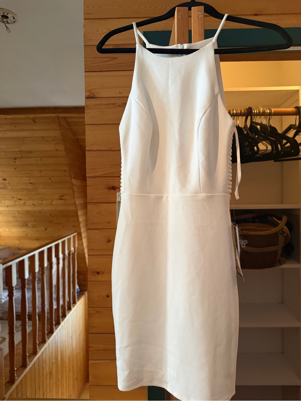 B Darlin White Midi Halter Dress